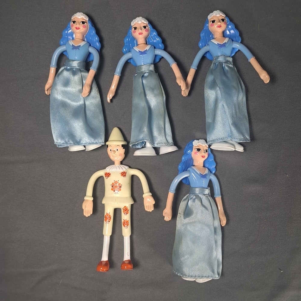 Vintage 2002 McDonalds Pinocchio Blue Fairy Happy Meal Toy Lot 5pc Y2K Aesthetic